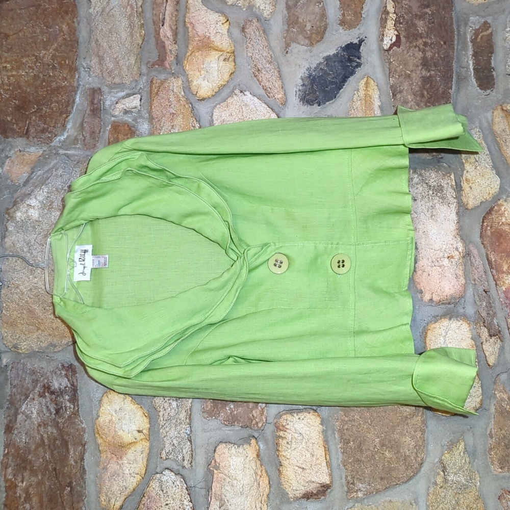 Joseph Ribkoff green Linen blouse - Picture 1 of 11